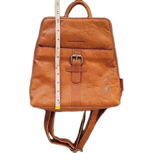 Spikes and Sparrow Brown Cognac Genuine Leather Bag Backpack Purse Adjustable - Picture 11 of 11